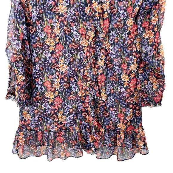MISA Halima ruffle mini Dress in Augusta Floral Size XS chiffon button up violet - Picture 12 of 15